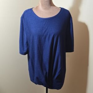 Adrienne Vittadini Royal Blue Scoop Neck Short Sleeve Top